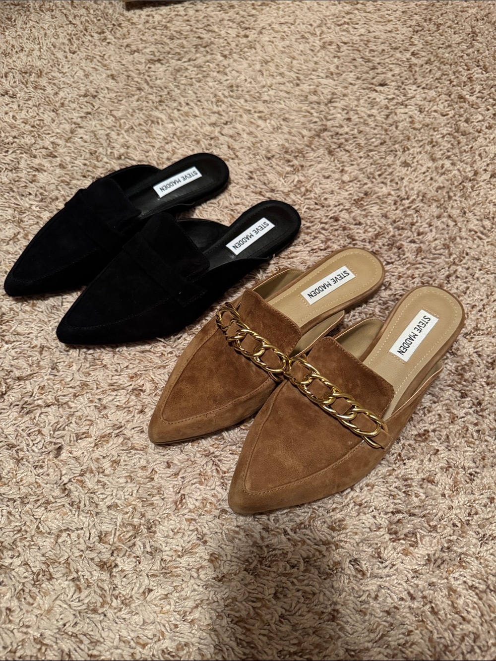 Steve Madden Suede Pointed Mules Black & Brown BUNDLE!